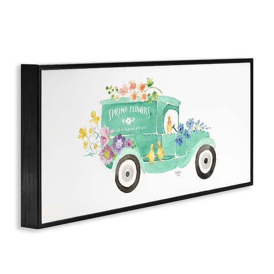 Stupell Industries Chicks Driving Spring Flowers Car Floral Blossoms Framed Giclee Art